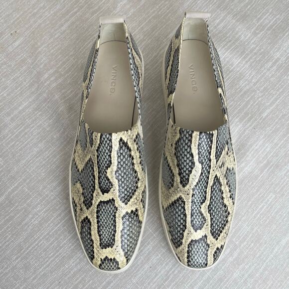 Vince Saxon Platform Sneakers Women's Size 9 Snakeskin Embossed Leather Slip On - Picture 3 of 9